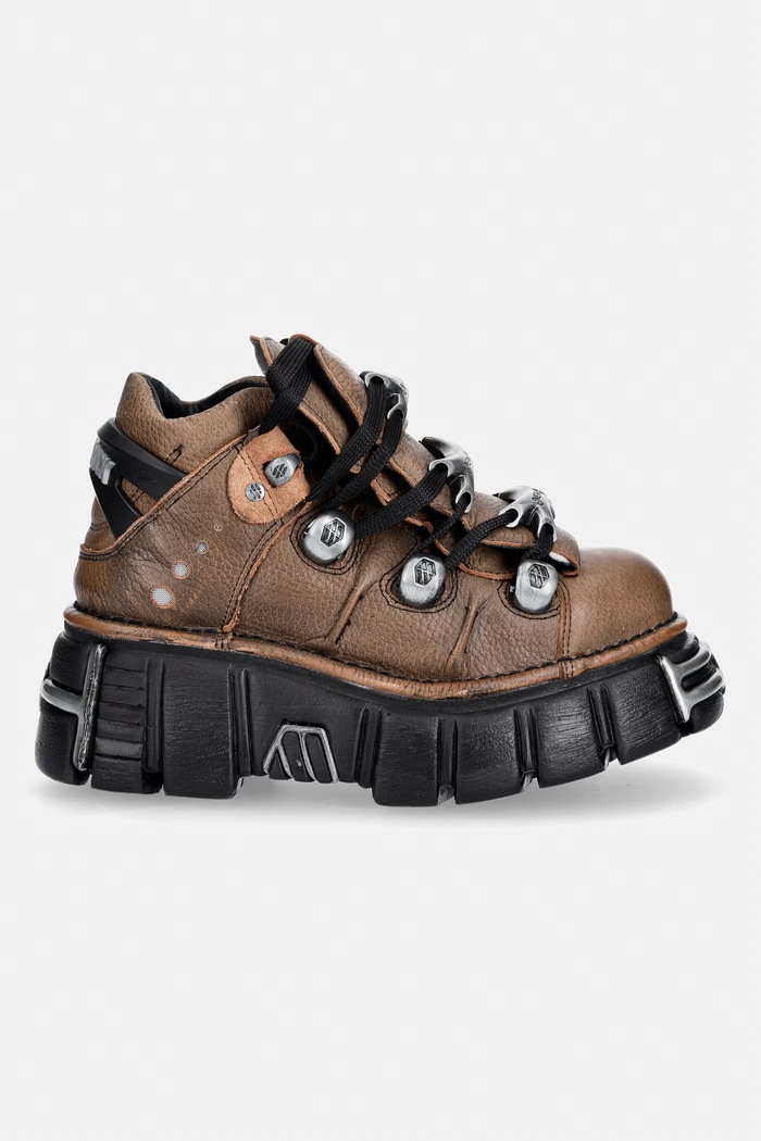 New Rock BUFALO CUERO CERA NEGRA + IMPERFECT TOWER NEGRO TORNILLOS buty damskie skórzane M.106XL.C195 brązowy AW26