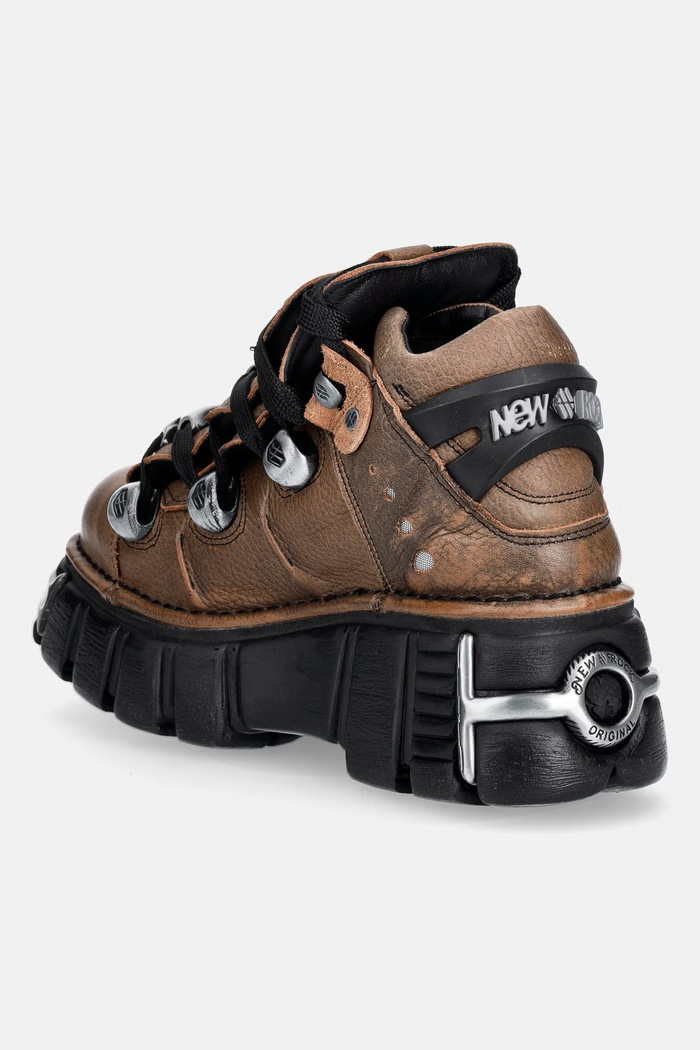 Obuwie New Rock BUFALO CUERO CERA NEGRA + IMPERFECT TOWER NEGRO TORNILLOS buty damskie skórzane M.106XL.C195 brązowy