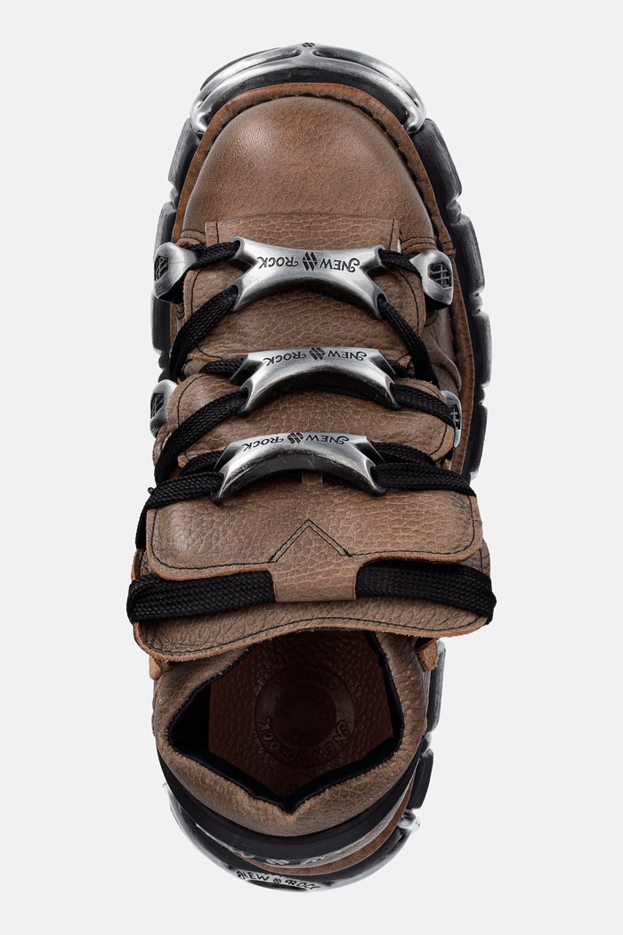 New Rock BUFALO CUERO CERA NEGRA + IMPERFECT TOWER NEGRO TORNILLOS buty damskie skórzane brązowy M.106XL.C195