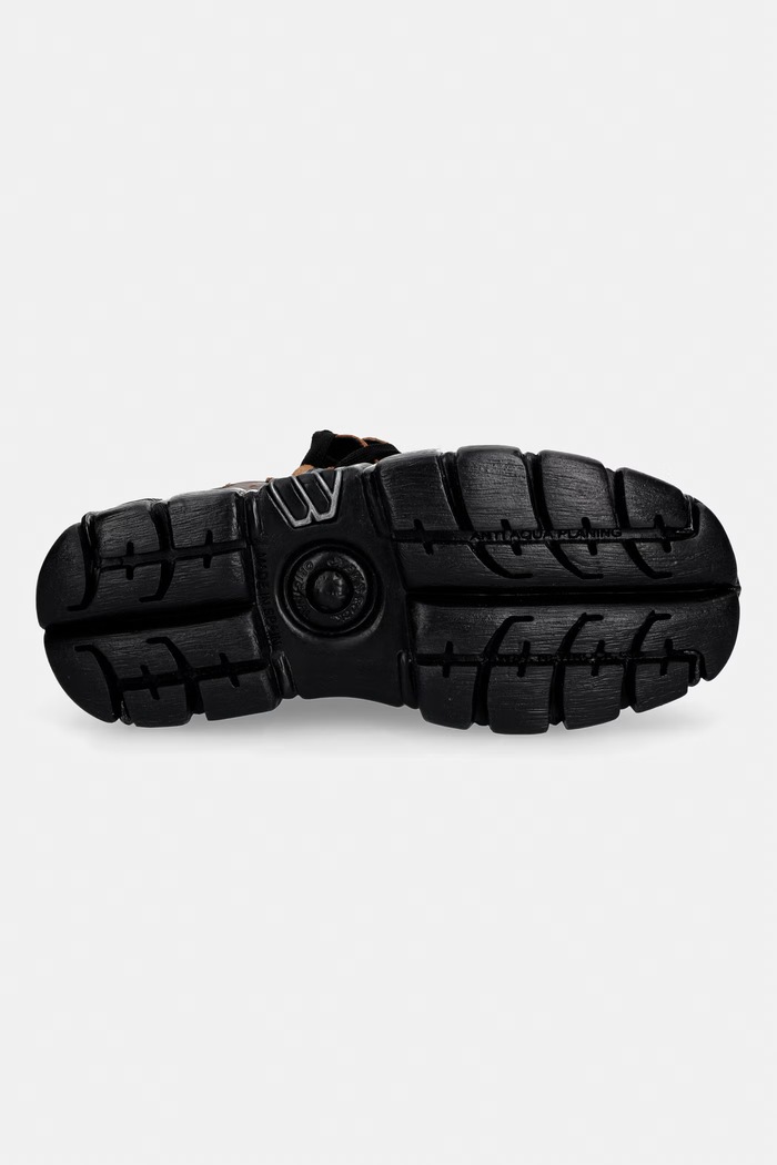 New Rock BUFALO CUERO CERA NEGRA + IMPERFECT TOWER NEGRO TORNILLOS buty damskie skórzane M.106XL.C195 brązowy