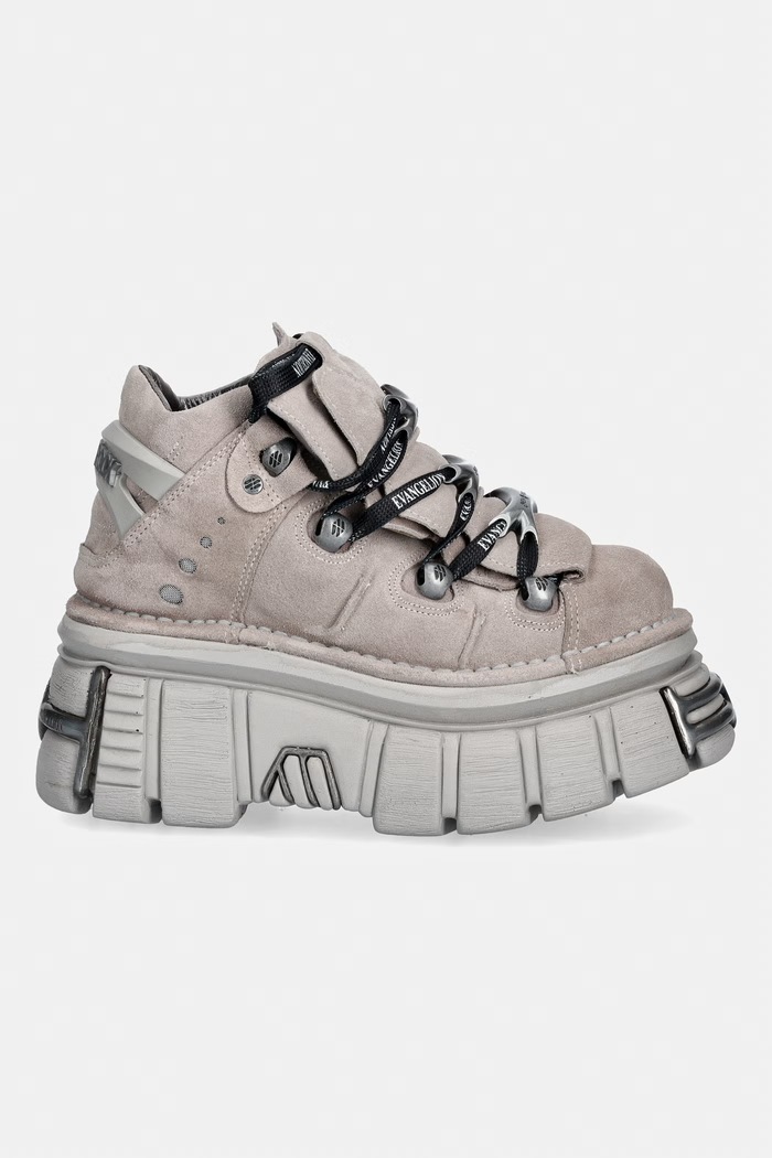 New Rock ALASKA PERLA + IMPERFECT TOWER PERLA TORNILLOS buty damskie zamszowe M.106.CEV166 szary AW26