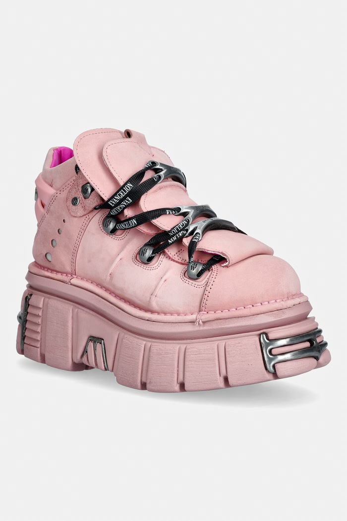 New Rock NOBUCK ROSA + IMPERFECT TOWER ROSA TORNILLOS buty na platformie damskie nubukowe różowy M.106.CEV164
