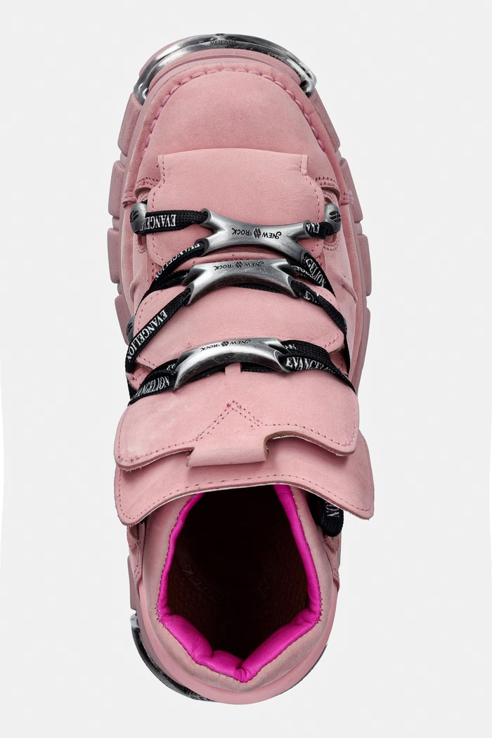 New Rock NOBUCK ROSA + IMPERFECT TOWER ROSA TORNILLOS buty na platformie damskie nubukowe różowy M.106.CEV164