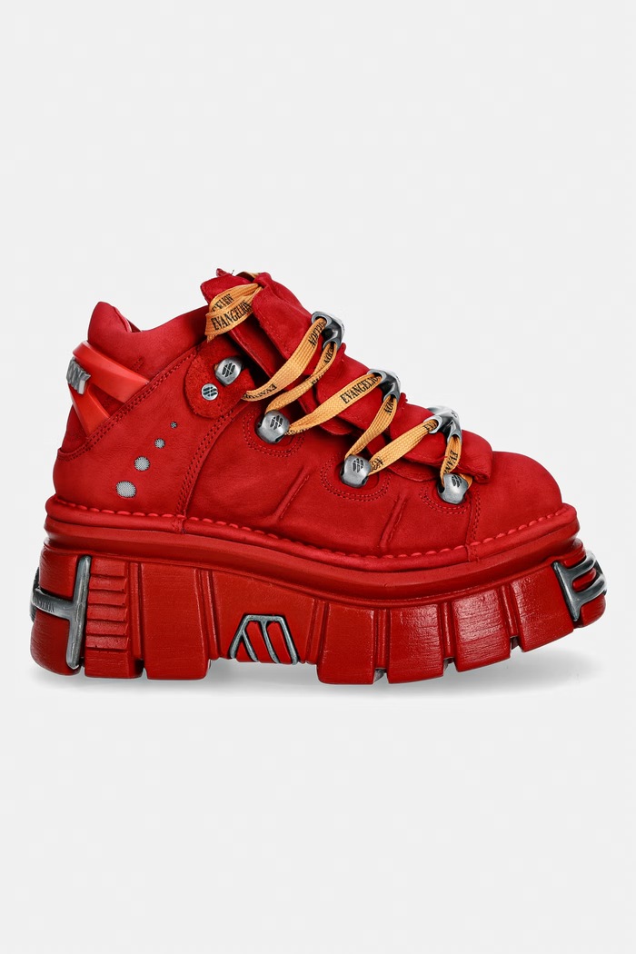 New Rock NOBUCK ROJO + IMPERFECT TOWER ROJO TORNILLOS buty damskie nubukowe M.106.CEV163 czerwony AW26