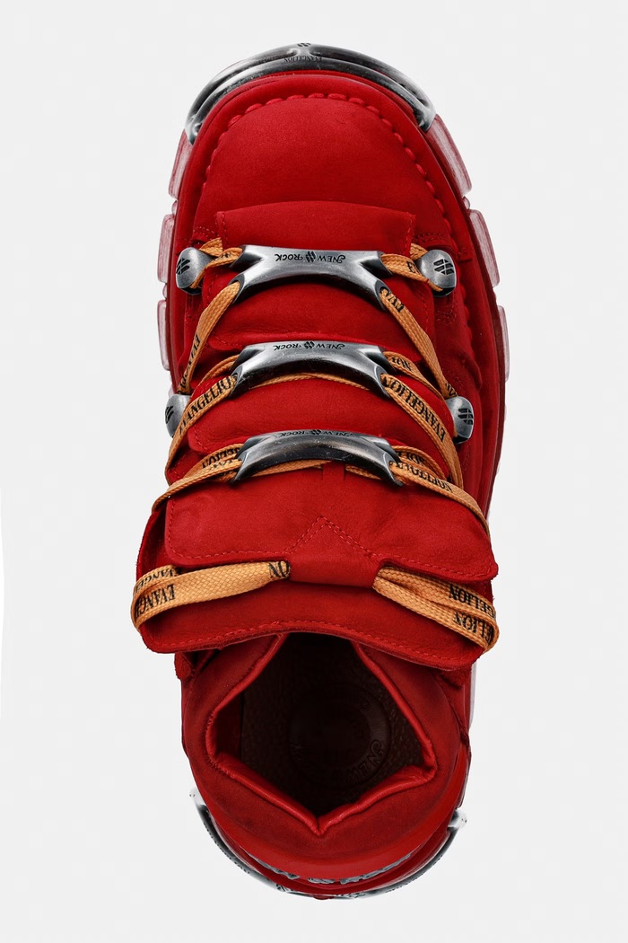 New Rock NOBUCK ROJO + IMPERFECT TOWER ROJO TORNILLOS buty damskie nubukowe czerwony M.106.CEV163