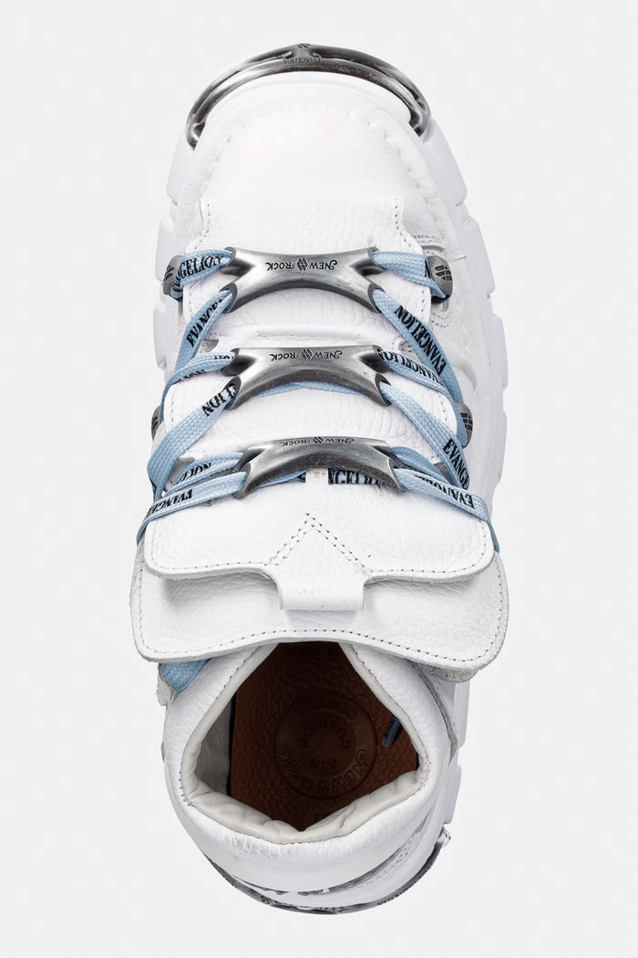 New Rock NAPA BLANCA + IMPERFECT TOWER BLANCO TORNILLOS buty damskie skórzane biały M.106.CEV162