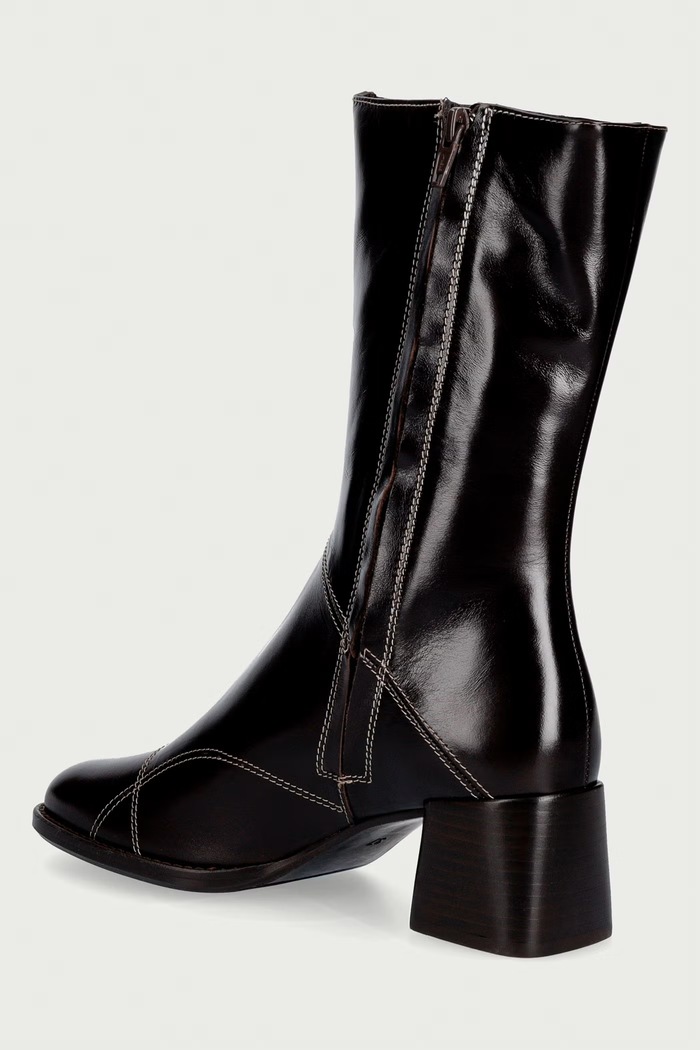 Obutev Billi Bi Škornji ženski usnjeni Espresso calf /brown heel 86 B1300.886 rjava