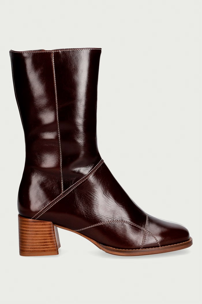 Billi Bi Škornji ženski usnjeni Tan Marte Calf 85 B1300.085 bordo AW26