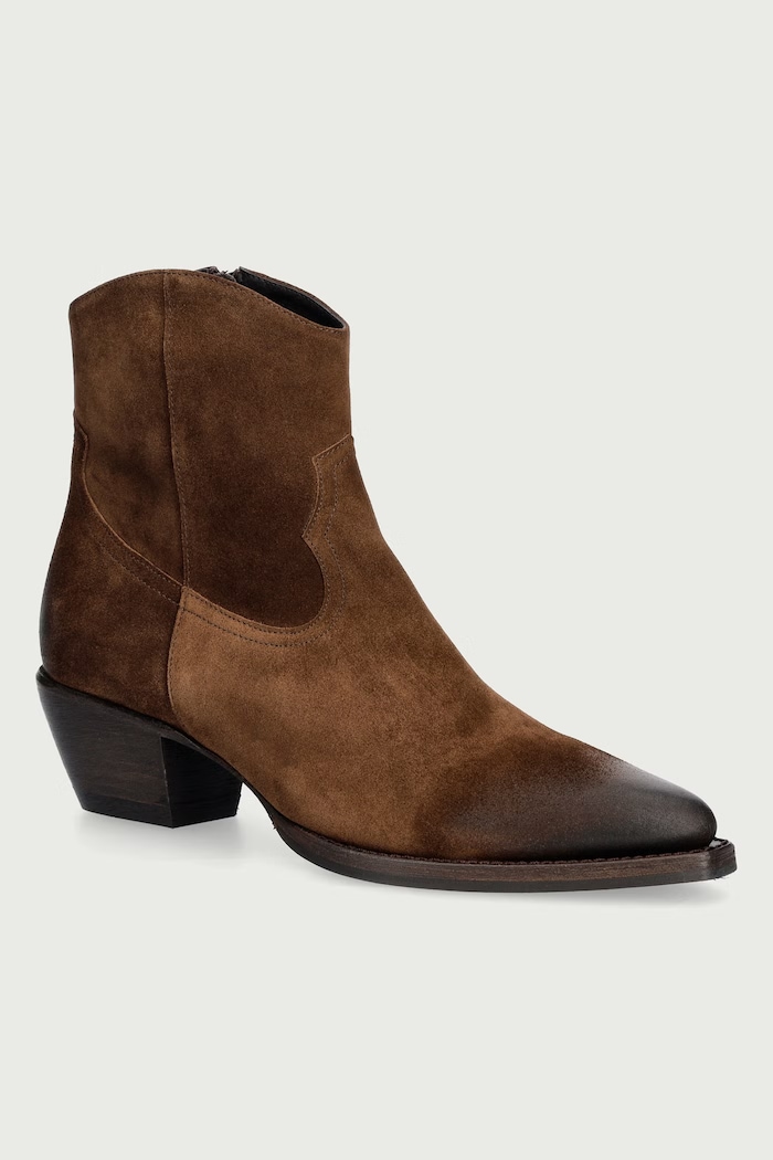 Billi Bi Cizme cowboy pentru femei din piele întoarsă Arabica babysilk suede 554 maro A14745.554
