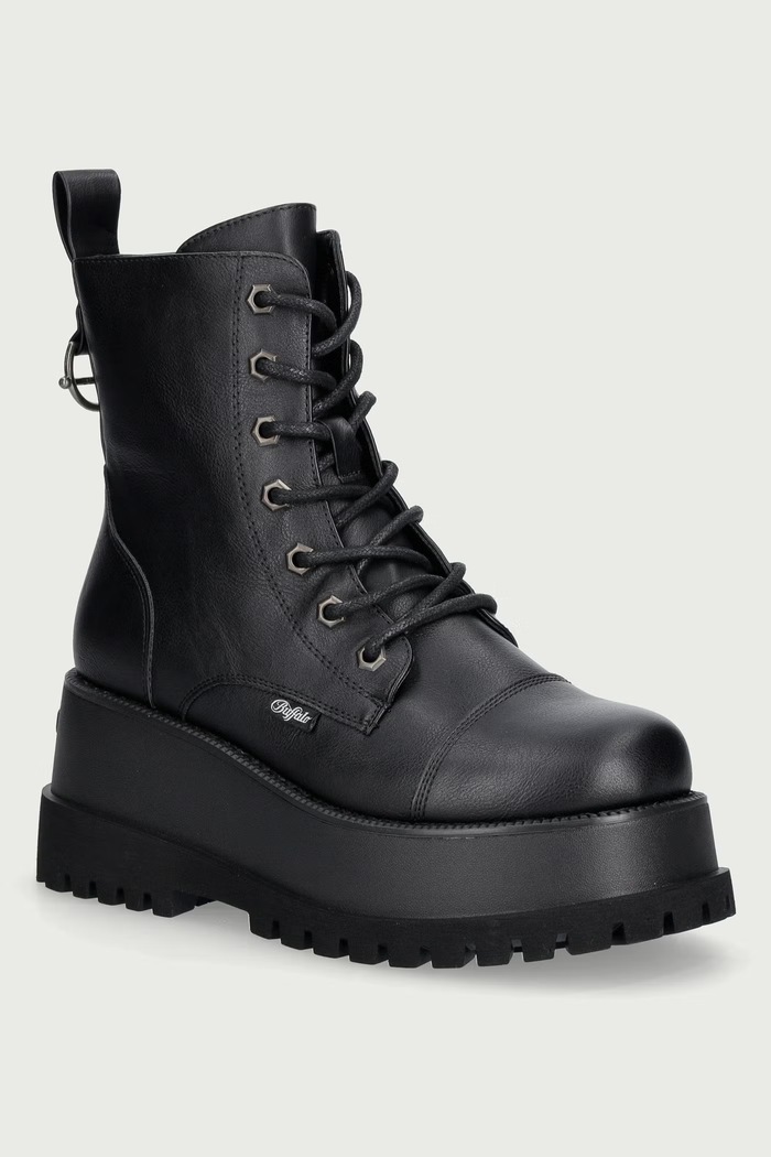 Buffalo Botki damskie Stack Lace Up Mid czarny 18576.BLK