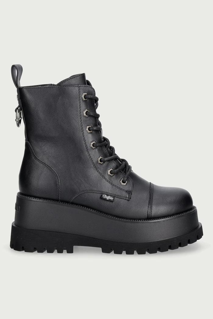 Buffalo Botki damskie Stack Lace Up Mid 18576.BLK czarny AW26