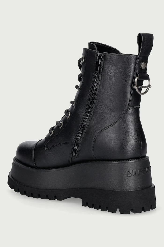 Obuwie Buffalo Botki damskie Stack Lace Up Mid 18576.BLK czarny
