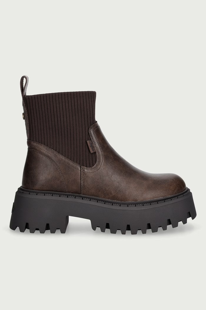 Buffalo Gležnarski čevlji s platformo ženski Aspen Chelsea Knit 18569.BRN rjava AW26