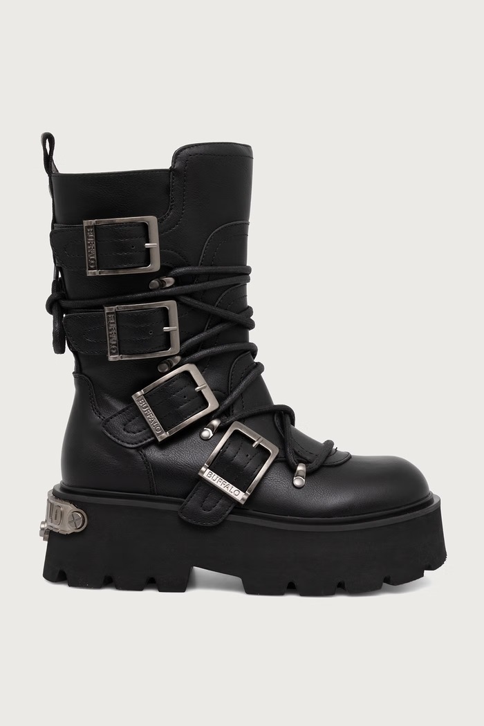 Buffalo Kozaki damskie Brake Biker Hi 18512.BLK czarny AW26