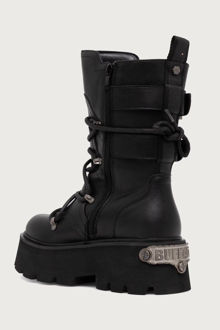 Obuwie Buffalo Kozaki damskie Brake Biker Hi 18512.BLK czarny