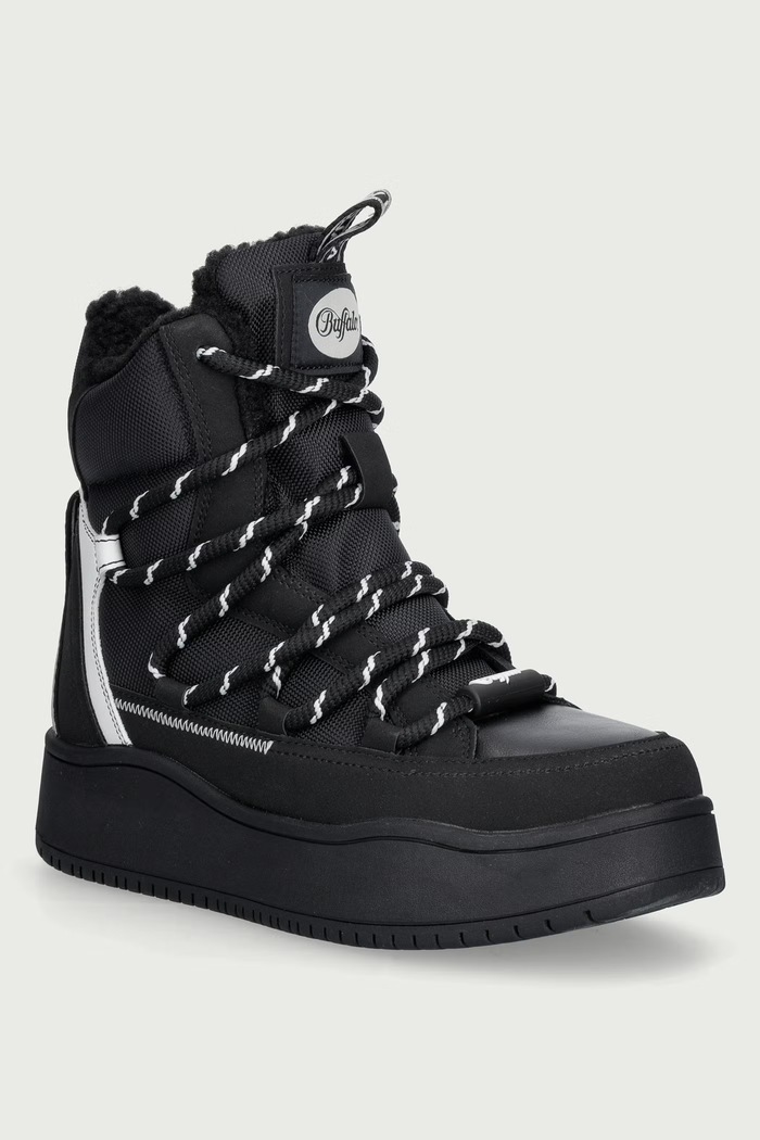 Buffalo Ariya Lace Up Warm Hi snehule dámske čierna 18425.BLK