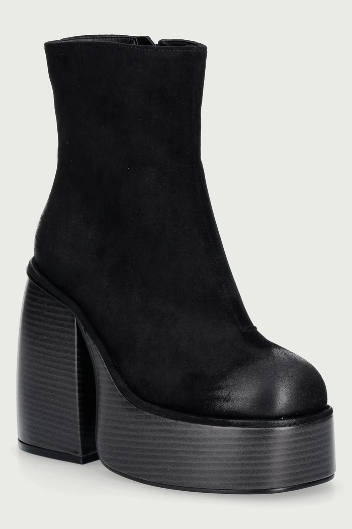 Buffalo Členkové čižmy na podpätku dámske Heart Bootie Stack čierna 18328.BLK