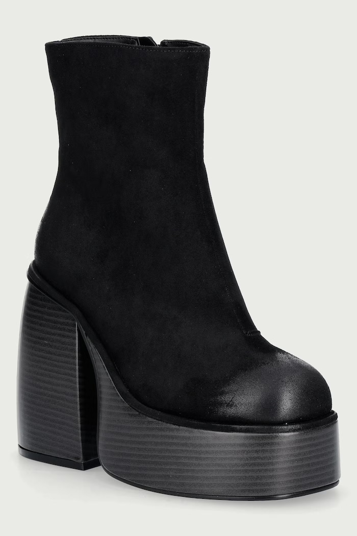 Buffalo Členkové čižmy na podpätku dámske Heart Bootie Stack čierna 18328.BLK