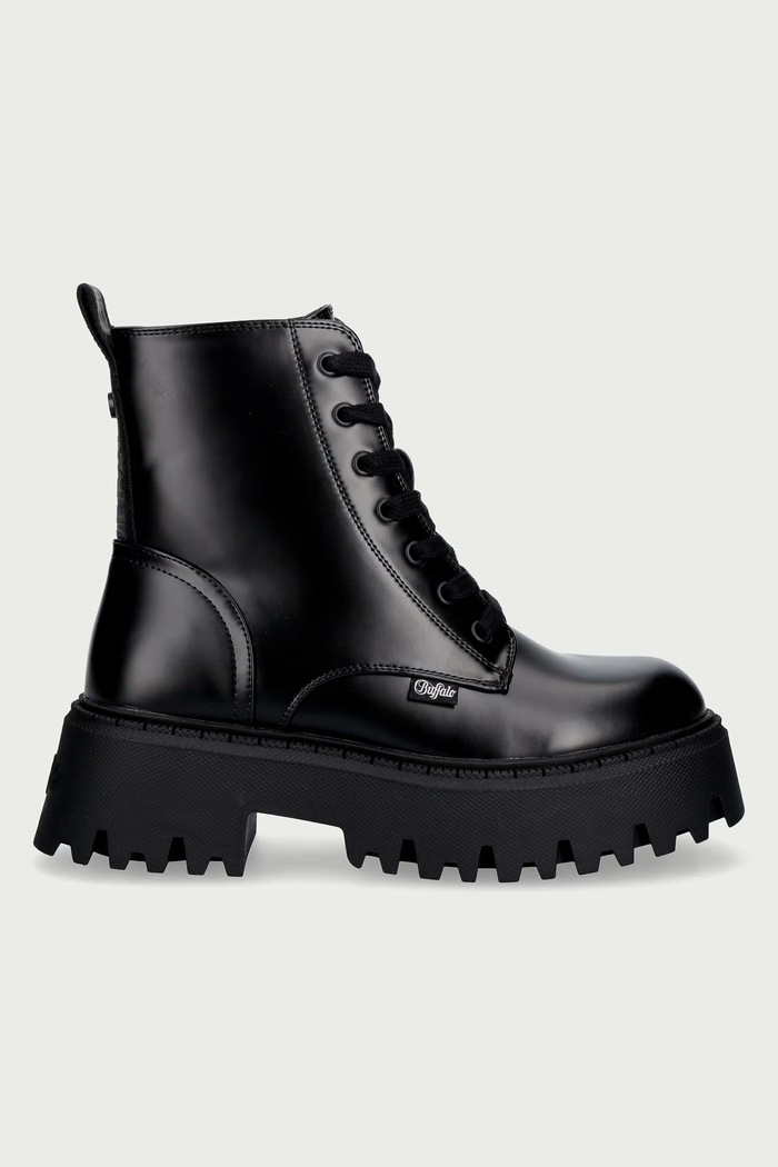 Buffalo workery na platformie damskie Aspen Lace Up 1622588.BLK czarny AW26