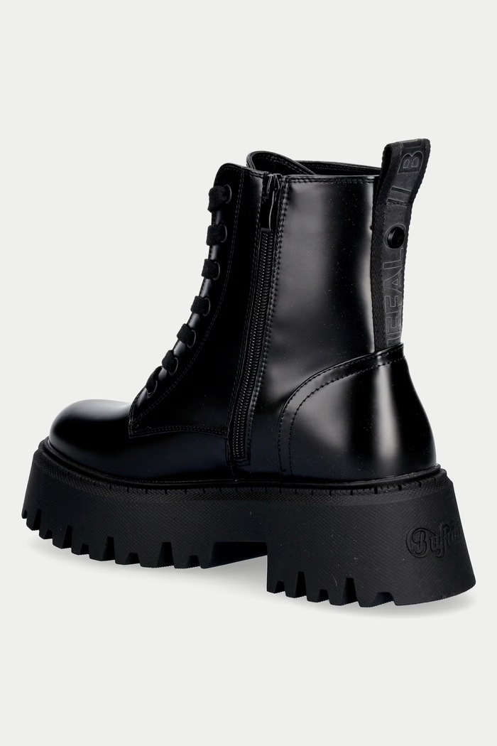 Obuwie Buffalo workery na platformie damskie Aspen Lace Up 1622588.BLK czarny