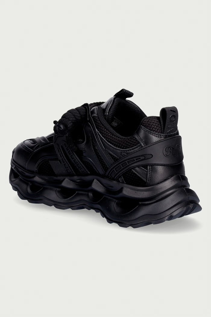 Obuwie Buffalo Malaga Lace sneakersy damskie 16372.BLK czarny