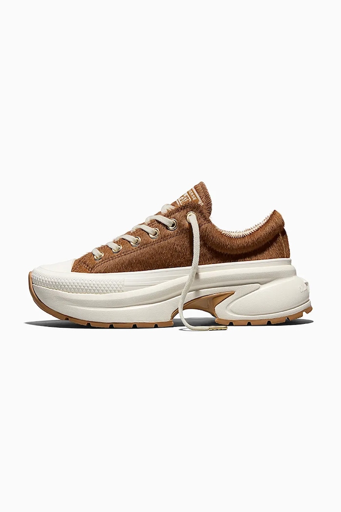 Scarpe Converse Run Star Crush OX sneakers da tennista da donna in pelle A22626C marrone