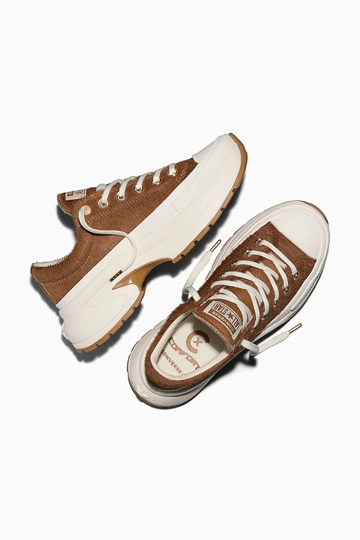 Converse Run Star Crush OX sneakers da tennista da donna in pelle marrone A22626C
