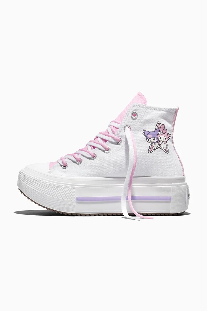 Obuwie Converse X Hello Kitty Chuck Taylor All Star Lift Double Stack HI trampki damskie A21835C biały