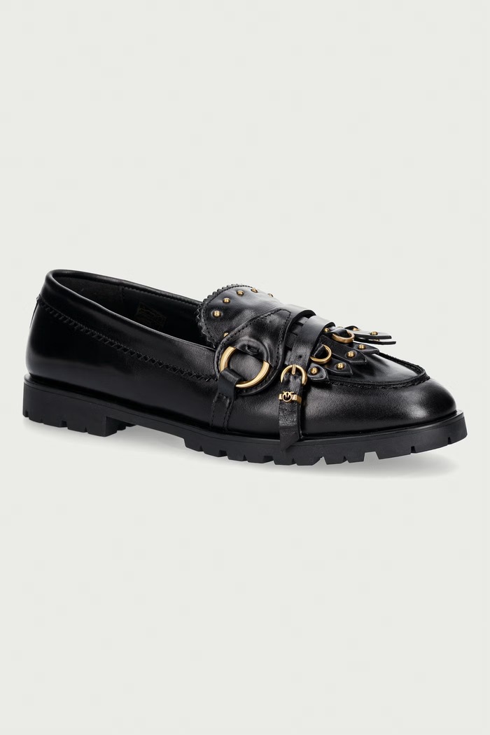 Pinko мокасини дамски от кожа Nora 08 черен SD0681.P185.Z99