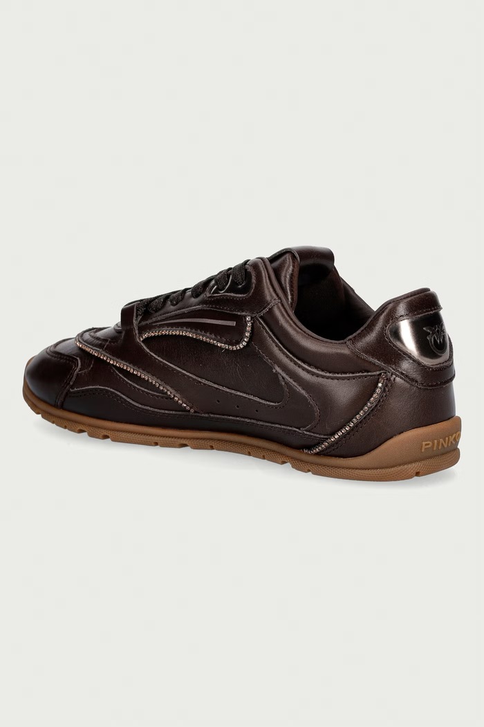 Παπούτσια Pinko Yulia 04 sneakers γυναικεία δερμάτινα SS0223.P003.L72 καφέ