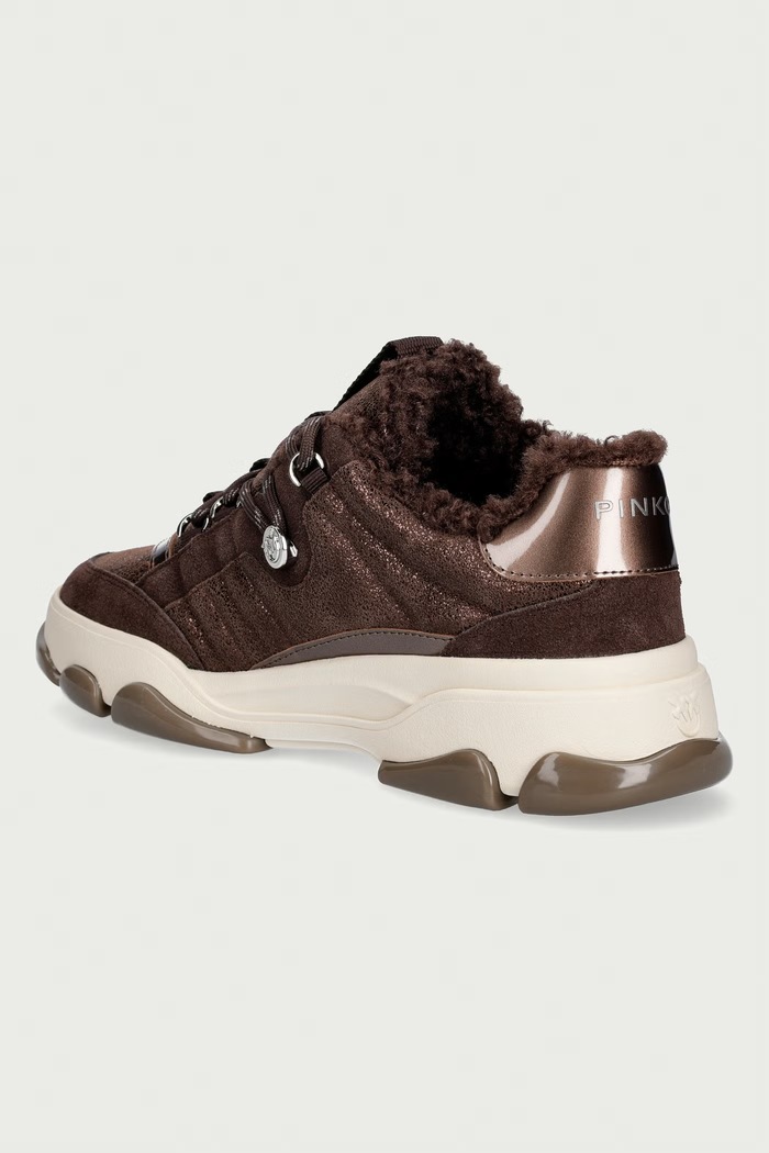 Παπούτσια Pinko Athena 01 sneakers γυναικεία δερμάτινα SS0195.P055.L72 καφέ