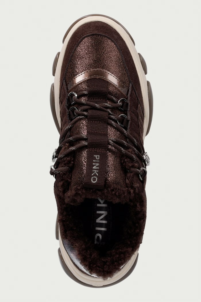 Pinko Athena 01 sneakers γυναικεία δερμάτινα καφέ SS0195.P055.L72