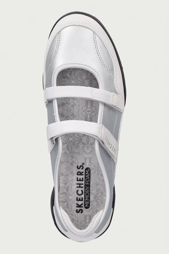 Skechers baleriny skórzane ZINGER EVO-ZEN DAZE szary 190167