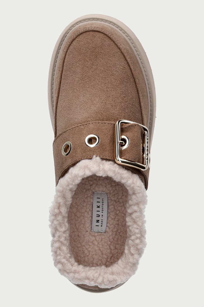 Inuikii półbuty damskie zamszowe Micro Buckle beżowy 1014.026.0041.250