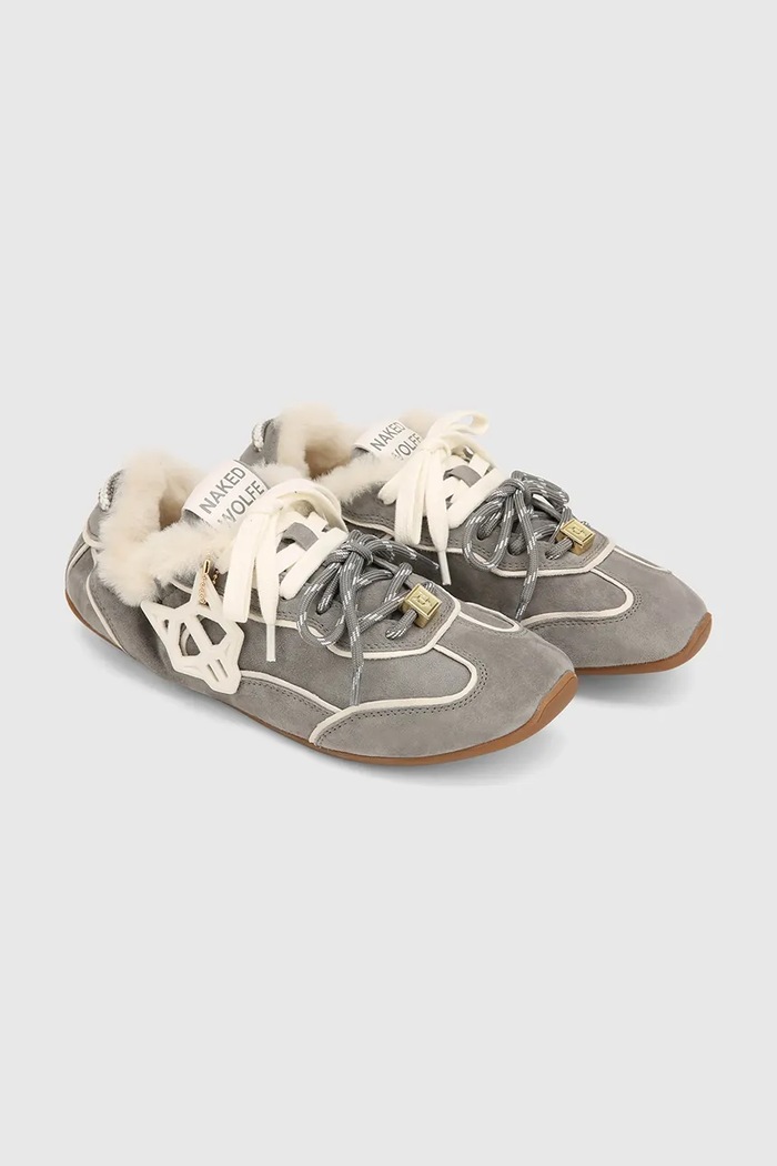 Naked Wolfe Soul маратонки дамски от велур Soul.Grey.Shearling сив AW26