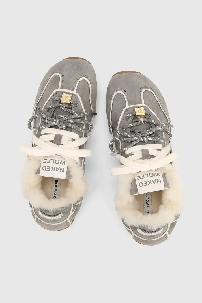 Обувки Naked Wolfe Soul маратонки дамски от велур Soul.Grey.Shearling сив