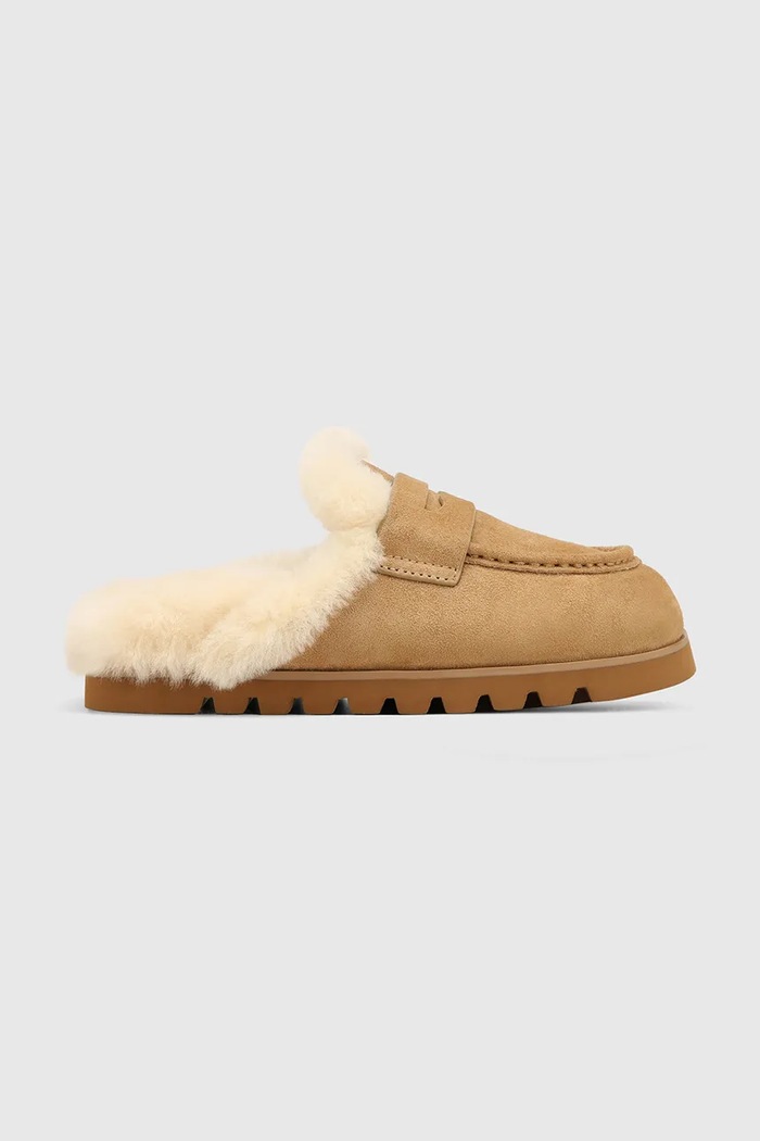 Naked Wolfe Klapki mules damskie zamszowe Corded beżowy Corded.Camel