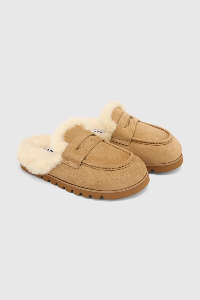 Naked Wolfe Klapki mules damskie zamszowe Corded Corded.Camel beżowy AW26