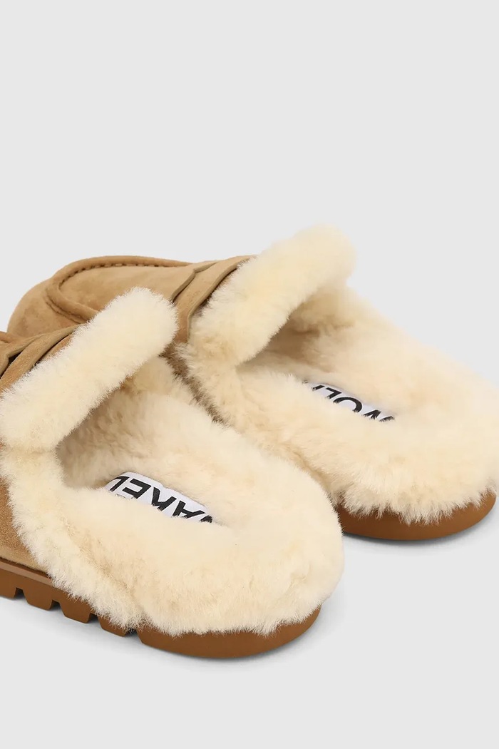 Obuwie Naked Wolfe Klapki mules damskie zamszowe Corded Corded.Camel beżowy