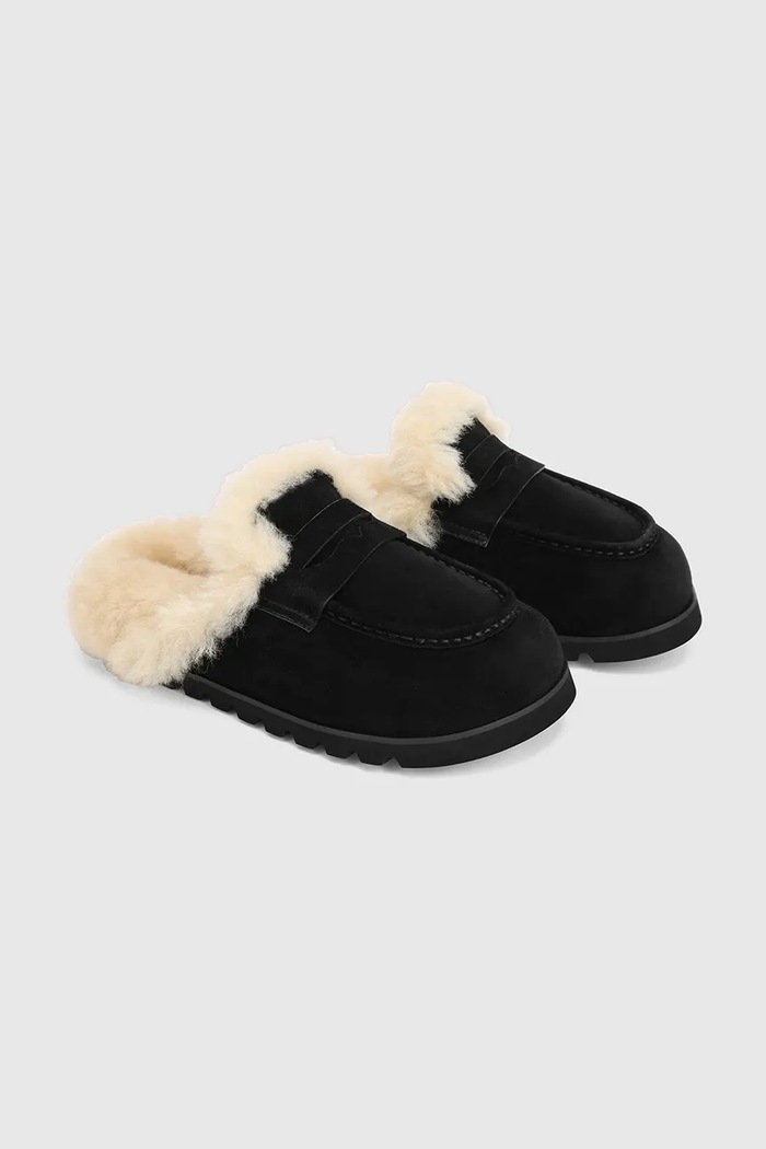Naked Wolfe Klapki mules damskie zamszowe Corded Corded.Black czarny AW26