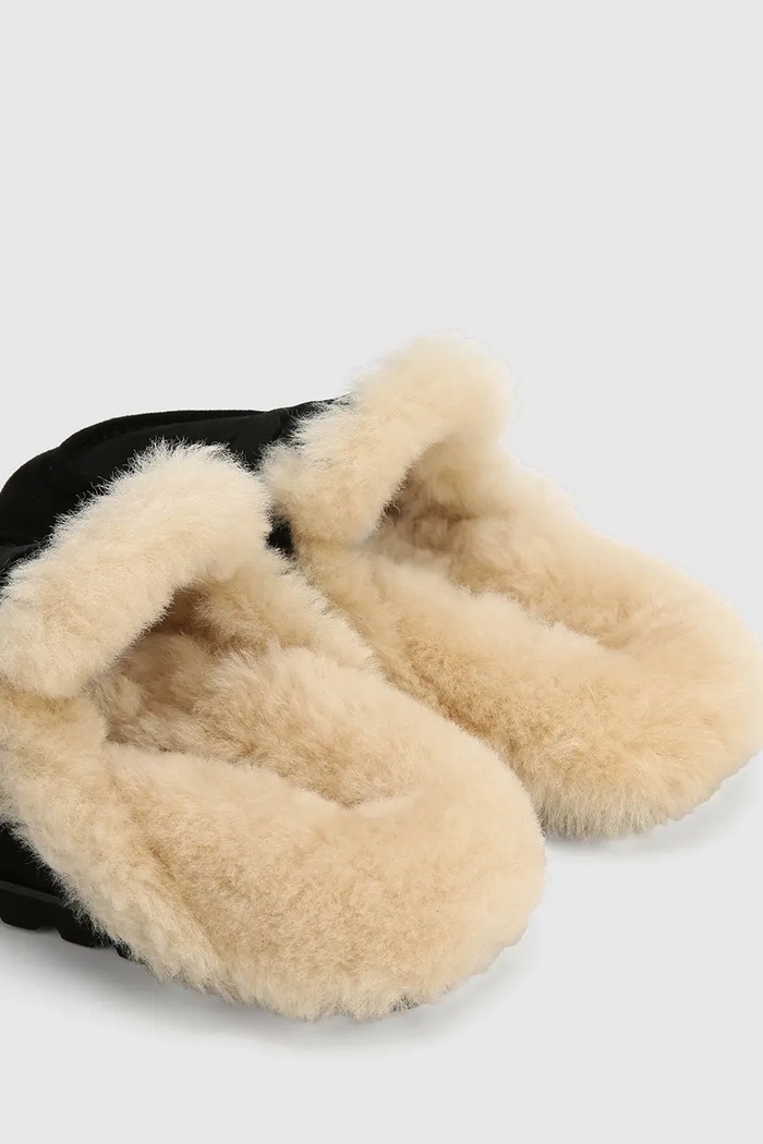 Obuwie Naked Wolfe Klapki mules damskie zamszowe Corded Corded.Black czarny