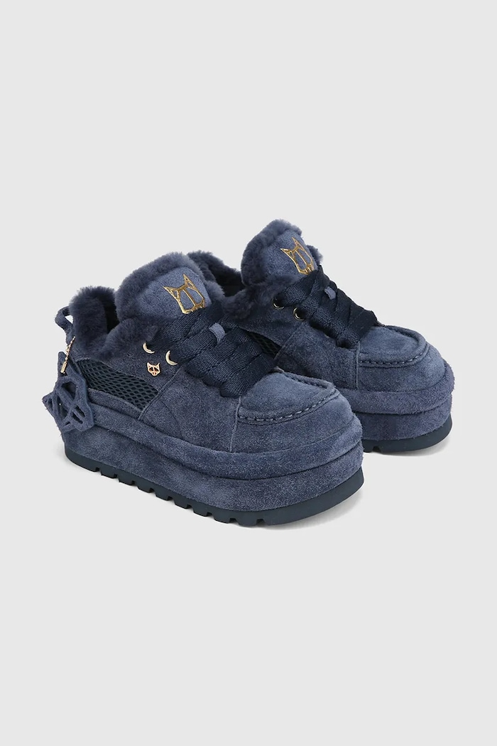 Naked Wolfe Beau śniegowce damskie zamszowe Beau.Navy.Suede granatowy AW26