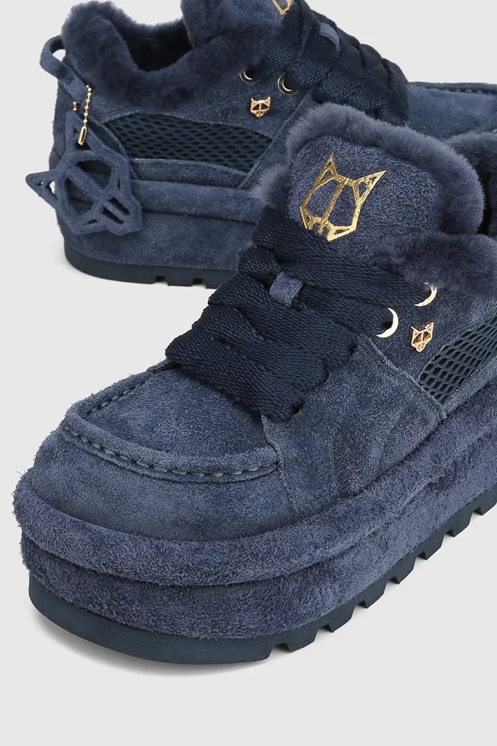 Beau śniegowce damskie zamszowe Naked Wolfe Beau.Navy.Suede granatowy