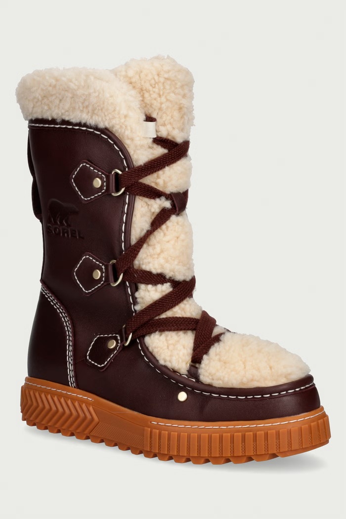 Sorel ONA AVE ALPINE TALL WP śniegowce damskie skórzane bordowy 2181161630