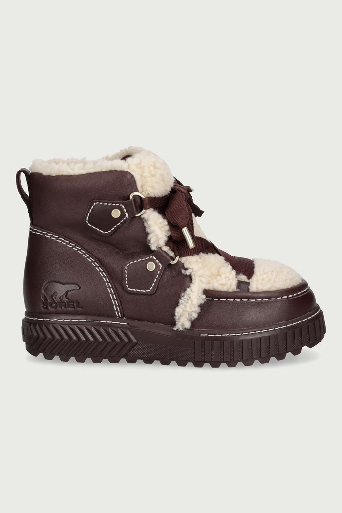 Sorel ONA AVE ALPINE LX WP śniegowce damskie skórzane 2176291630 bordowy AW26