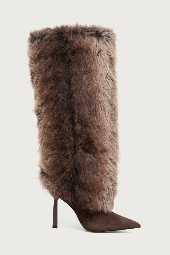 Aldo Ботуши под коляното дамски от велур LENNORE 14163384.LENNORE кафяв AW26