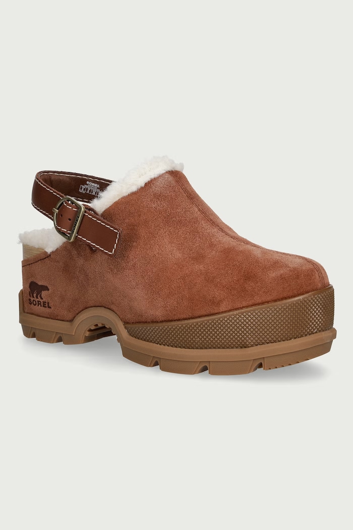 Sorel ROAMN CLOG COZY śniegowce damskie skórzane brązowy 2167901244