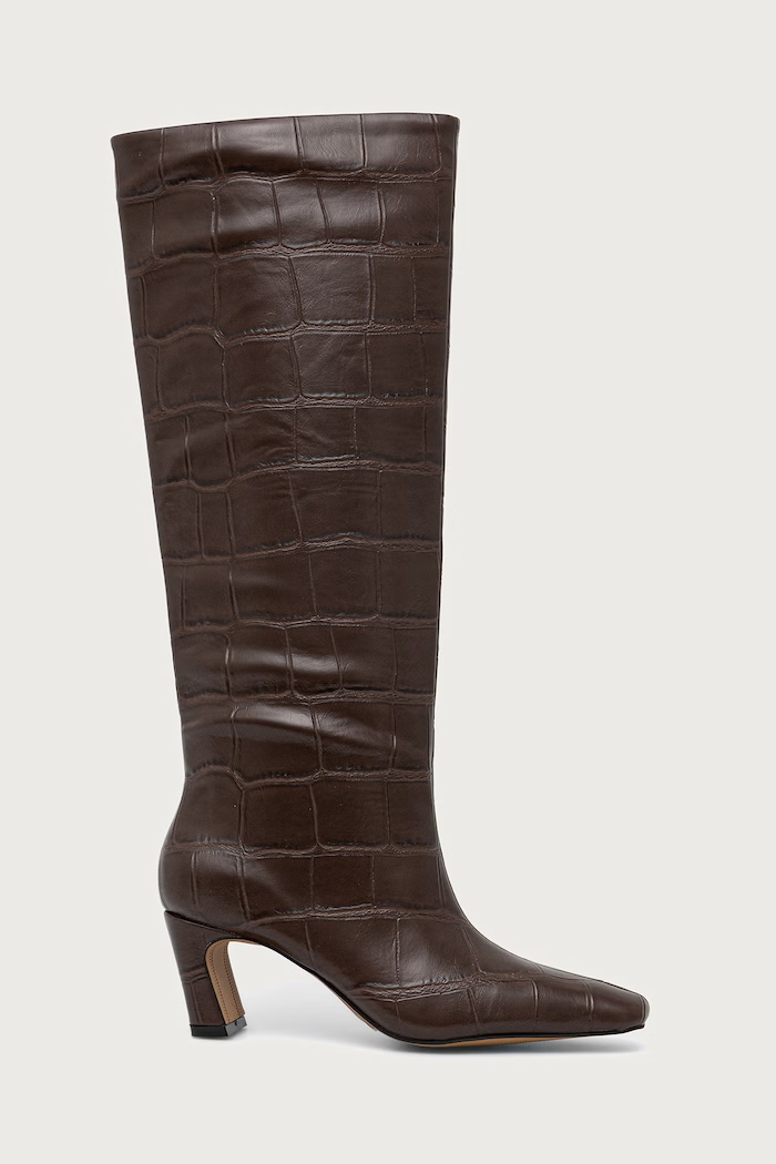 Aldo ботуши под коляното с дебел ток дамски BETHIE 14428959.BETHIE кафяв AW26