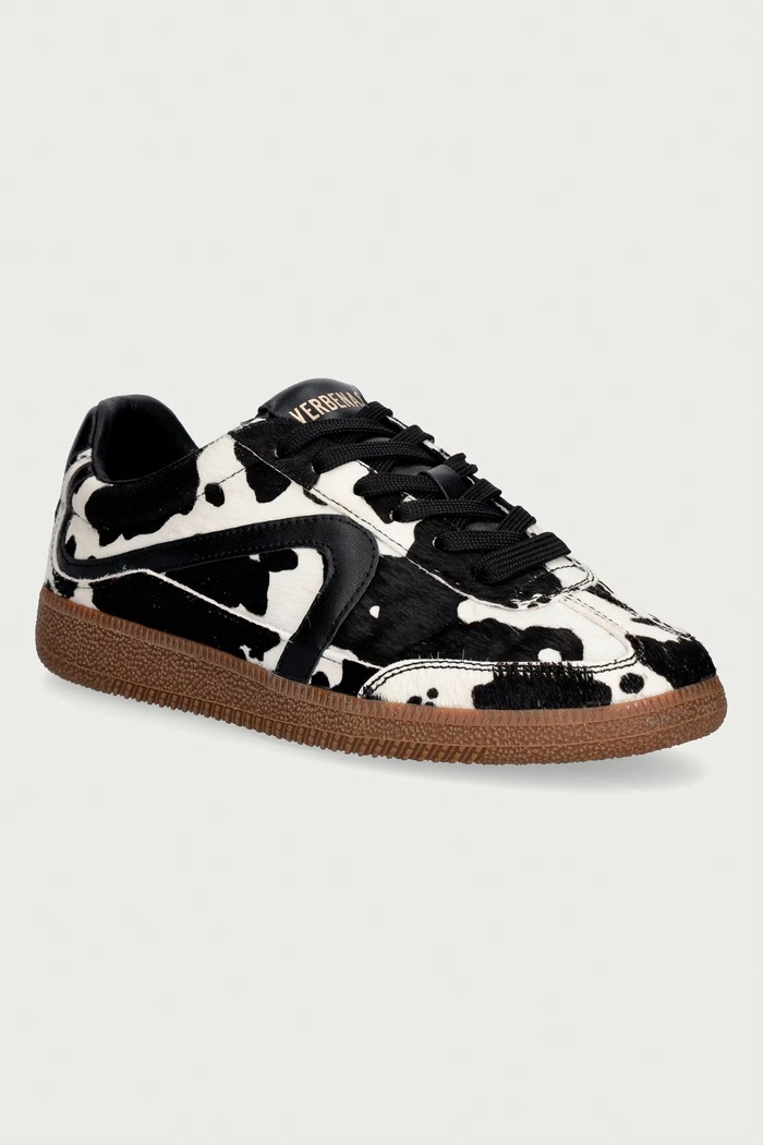 Verbenas SIMONA ANIMALIER sneakers γυναικεία δερμάτινα μπεζ 9802451188.COW.BLACK