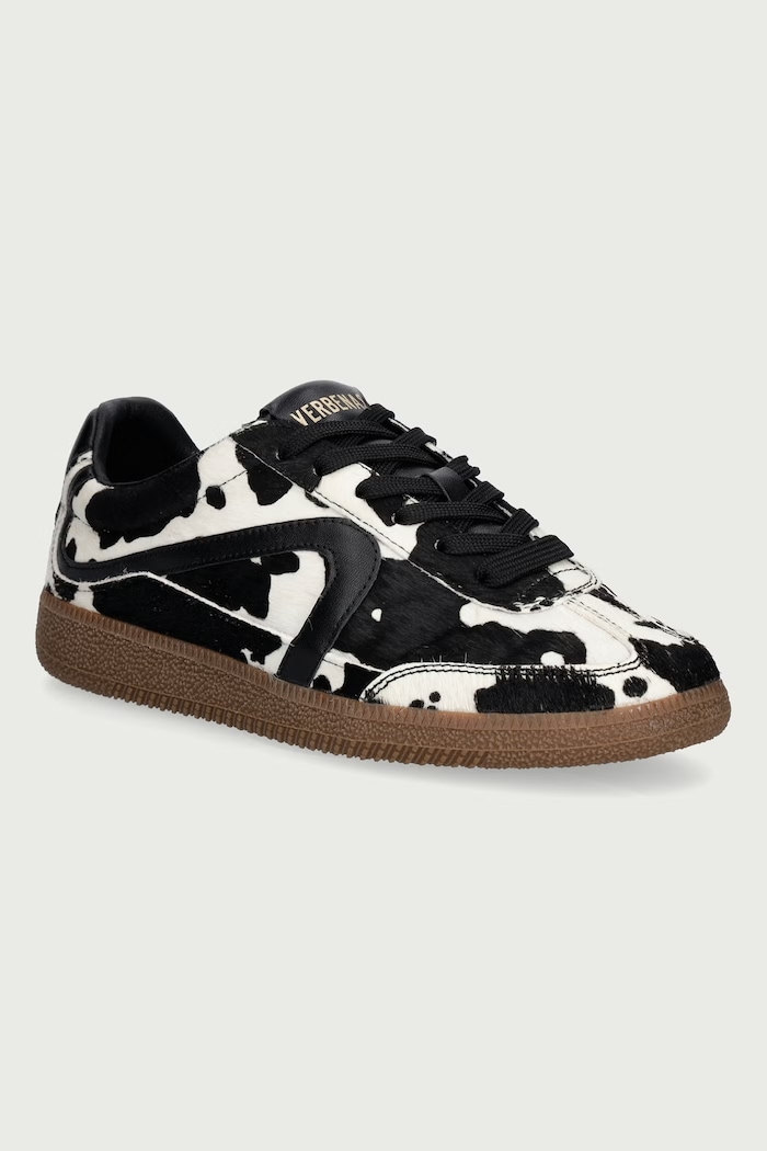 Verbenas SIMONA ANIMALIER sneakersy damskie skórzane beżowy 9802451188.COW.BLACK